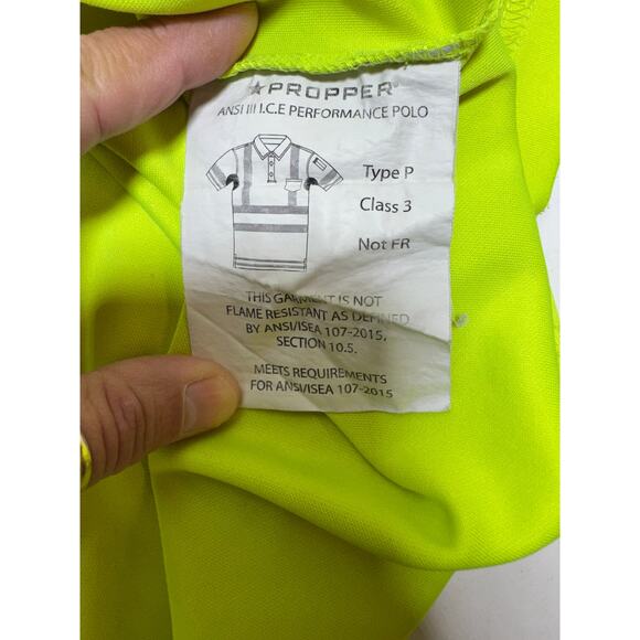 Proper Men’s Hi Visibility Safety Polo Shirt Yellow/Green ANSI Class 2 - Picture 3 of 8